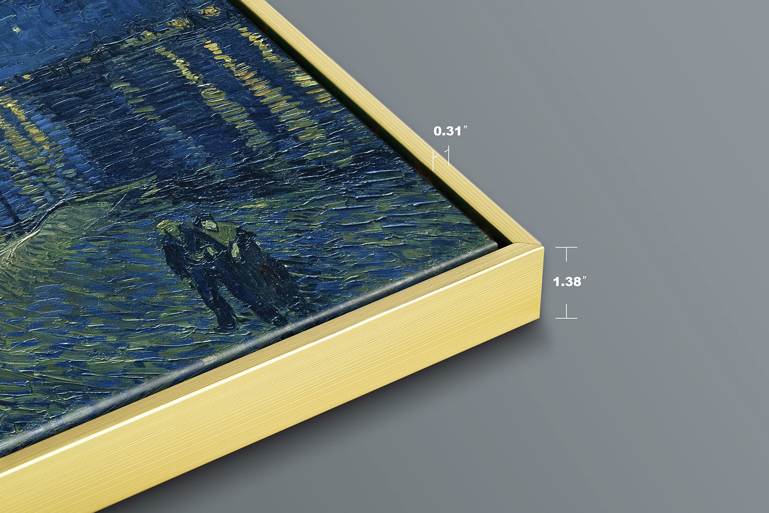 Wieco Art Gold Framed Art Starry Night Over The Rhone Canvas Prints Wall Art By Van Gogh Paintings Reproduction Canvas Prints Ab